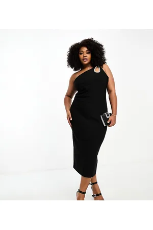 EVER NEW Asymmetrical diamante teardop midi dress in