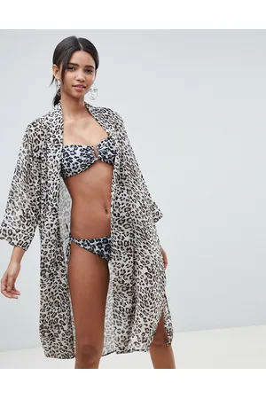 Gestuz Leopard print beach kimono in 100% recycled polyester
