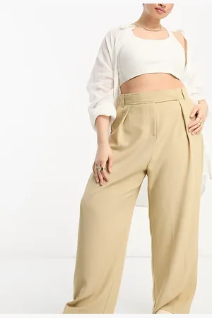 River Island Wide leg tailored dad pants in beige - part of a set