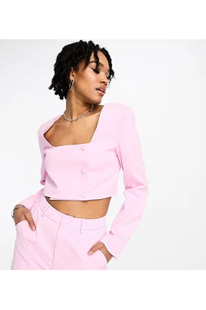 Extro & Vert Tall Square neck crop top in baby - part of a set