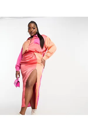 In The Style Satin contrast knot detail thigh split skirt in - part of a set
