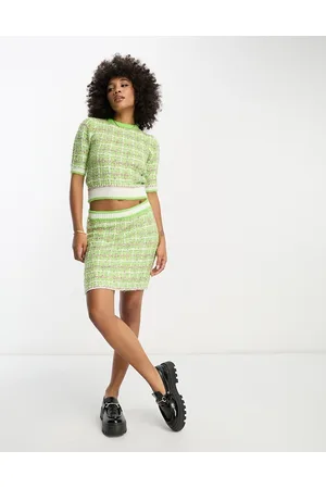 River Island Textured plaid knit skirt in - part of a set