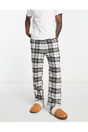 JACK & JONES Flannel check pajama bottom with in black & check