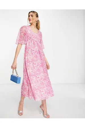 Whistles Midi dress with back detail in abstract batik print