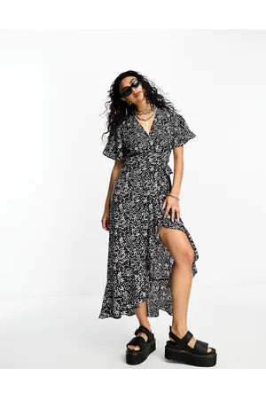 Object Wrap maxi dress in monochrome spot print