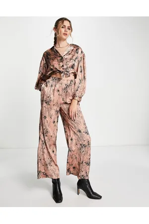 River Island Printed wide leg pants in satin - part of a set