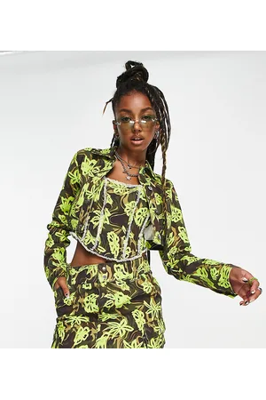 COLLUSION Cropped twill jacket in floral camo - part of a set