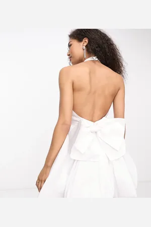 EVER NEW Bridal exclusive high neck bow back mini dress in ivory
