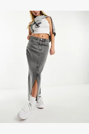 Monki Midi denim skirt in