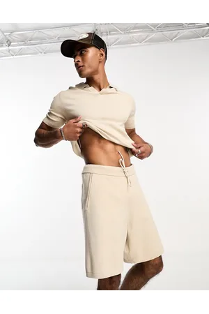 SELECTED Knit short with drawstring waist in beige - part of a set