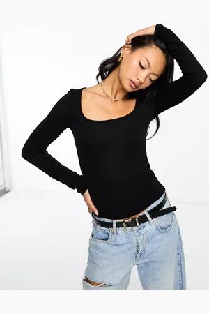 ASOS Fine knit scoop neck long sleeve top in