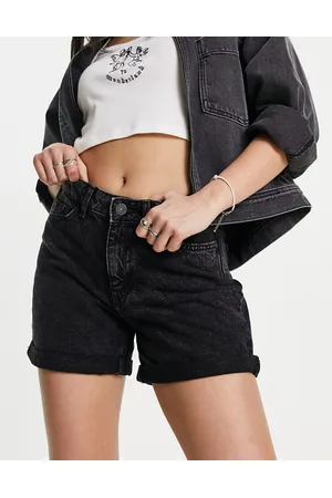 Noisy May High waist mom shorts in washed denim