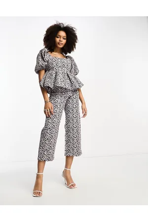 Glamorous Wide leg tailored pants in pink jacquard - part of a set