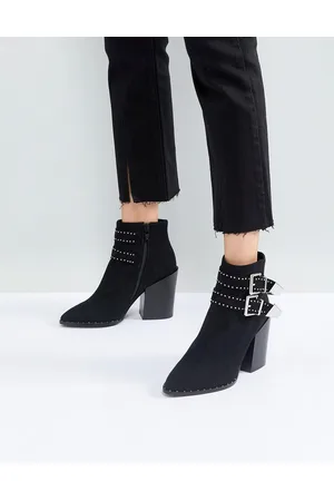 Raid Studded Buckle Heeled Ankle Boots