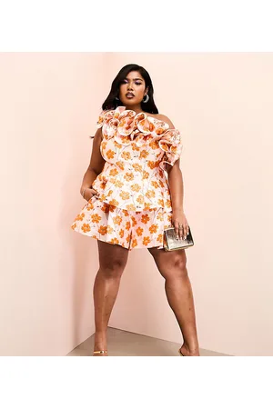 ASOS Curve jacquard flippy shorts in floral - part of a set