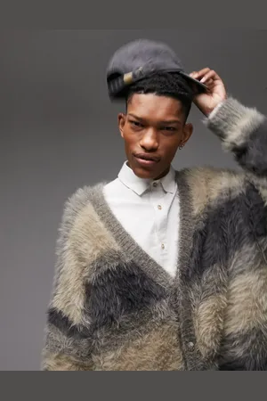 Topman Extreme fluffy stripe cardigan in