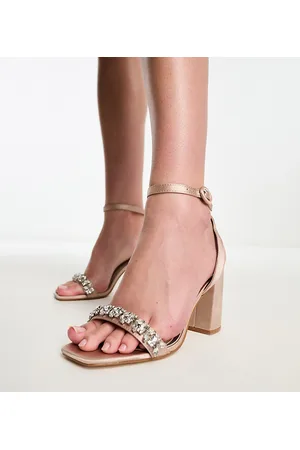 Be Mine Bridal Neha embellished strap block heel sandals in blush