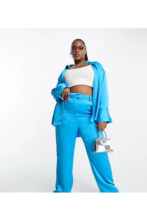 4th & Reckless Exclusive satin wide leg pants in electric - part of a set