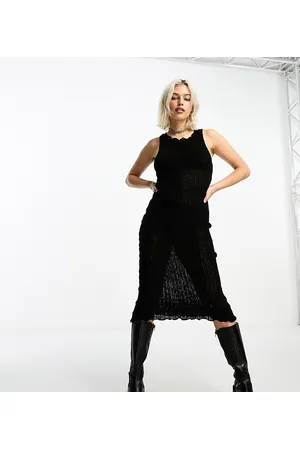 COLLUSION Lettuce hem sleeveless slash neck knit maxi dress in