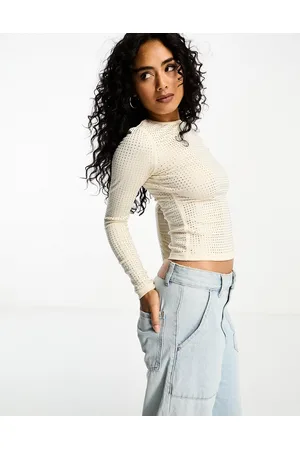 4th & Reckless All over hot fix diamante top in cream