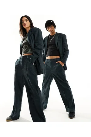 Reclaimed Unisex washed cord straight leg pants in charcoal - part of a set