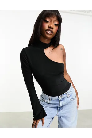 ASOS One sleeve asymmetric cut out choker bodysuit in