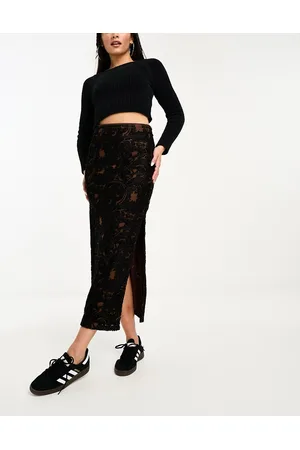 Free People Velvet burnout midi skirt in