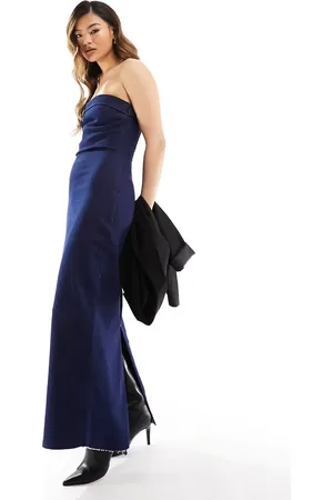 NA-KD Denim midi dress in dark wash