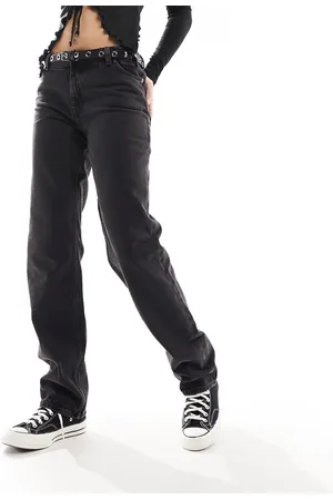 Monki Monokomi mid rise straight leg jeans in washed