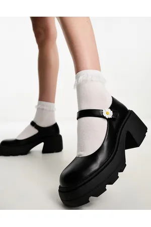 Daisy Street Chunky mary janes with daisy in