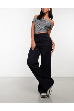 MANGO Pinstripe straight leg pants in