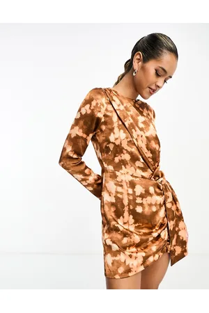 MANGO Tie detail print dress in