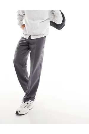 ASOS Smart wide leg wool mix pants in charcoal herringbone