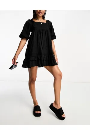 Iisla & Bird Beach pin tuck volume eyelet mini beach summer dress in