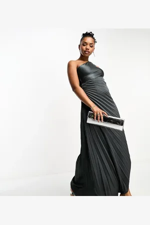 Style Cheat Exclusive one shoulder pleated midaxi dress gunmetal