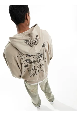 ASOS Oversized hoodie with back print and butterfly embroidered hood in