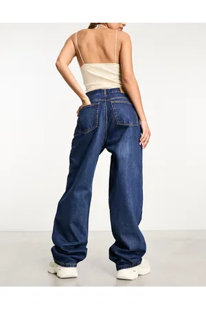 Weekday Rail mid waist loose fit straight leg jeans in current