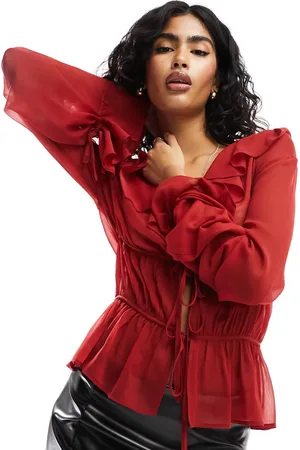 ASOS Ruffle chiffon blouse with ties in
