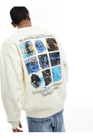 ASOS Oversized sweatshirt wth photographic back print in beige