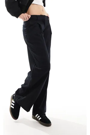 Monki Wide leg low rise tailored pants in