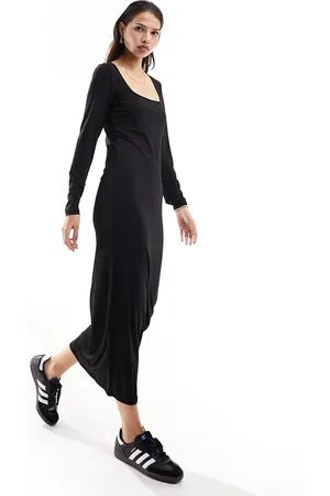 VILA Reversible stretch long sleeved maxi dress in