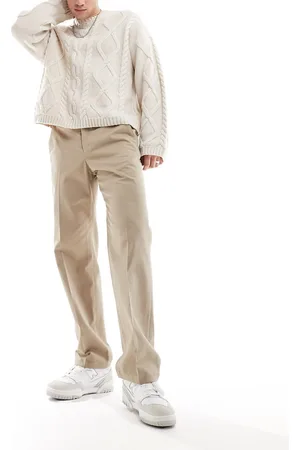 SELECTED Loose fit twill pants in beige
