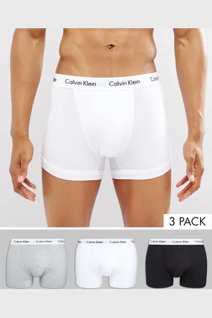 Calvin Klein Cotton Stretch 3-pack trunks in black,white and gray