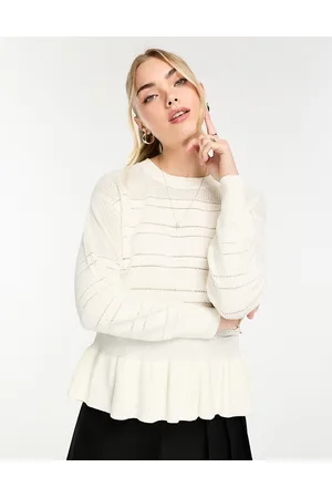 JDY Crochet sweater with pephem in cream