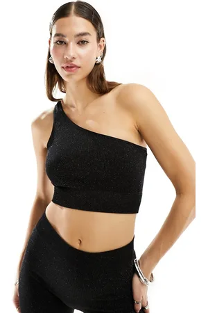 Noisy May One shoulder top in glitter - part of a set
