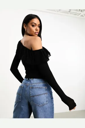 ASOS Knit sweater with asymmetric frill detail in