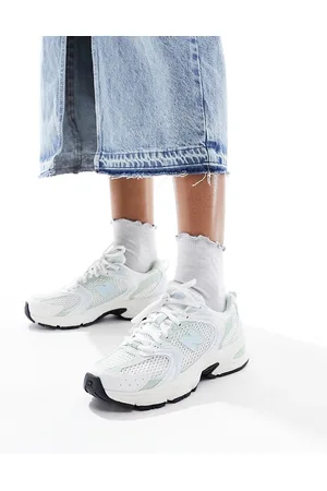 New Balance 530 sneakers in with sage and light blue detail