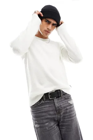 Only & Sons Knitted crew neck sweater in white