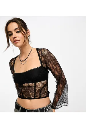 Reclaimed Long sleeve lace corset top