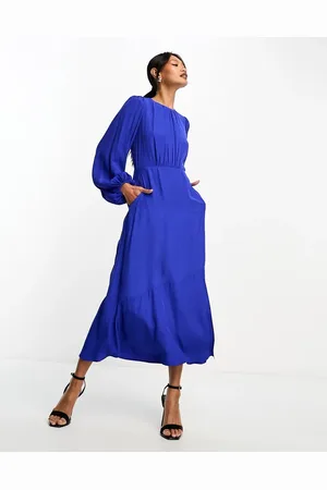 Closet Balloon sleeve midaxi dress in cobalt